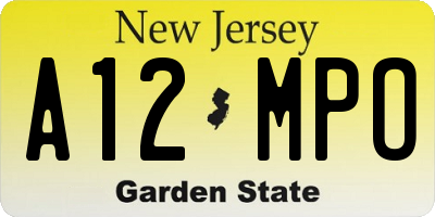 NJ license plate A12MPO