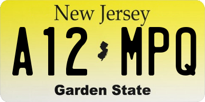 NJ license plate A12MPQ