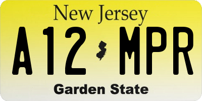 NJ license plate A12MPR