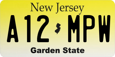 NJ license plate A12MPW