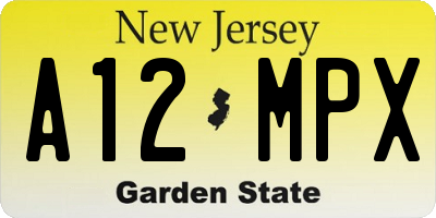 NJ license plate A12MPX