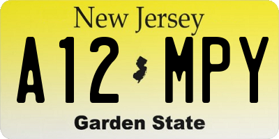 NJ license plate A12MPY