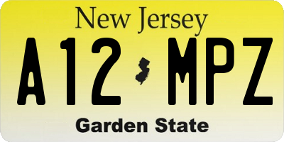 NJ license plate A12MPZ