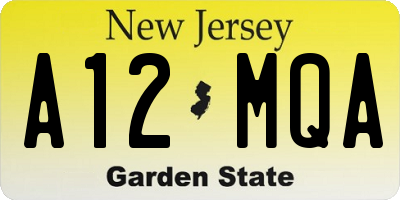 NJ license plate A12MQA