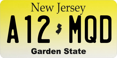 NJ license plate A12MQD