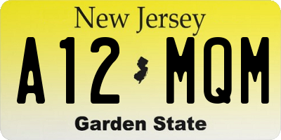 NJ license plate A12MQM