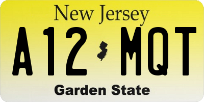 NJ license plate A12MQT