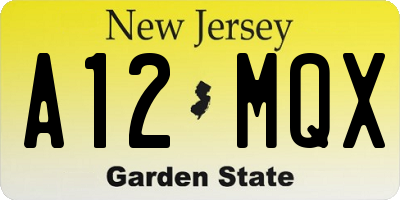 NJ license plate A12MQX