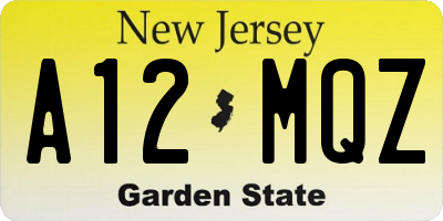NJ license plate A12MQZ