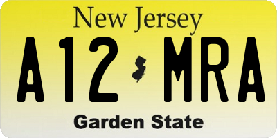 NJ license plate A12MRA
