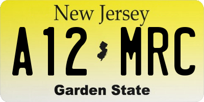 NJ license plate A12MRC