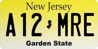 NJ license plate A12MRE