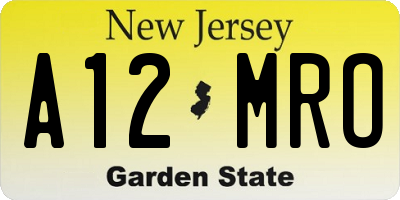 NJ license plate A12MRO