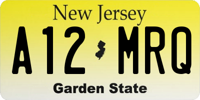 NJ license plate A12MRQ