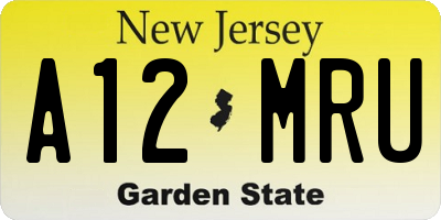 NJ license plate A12MRU
