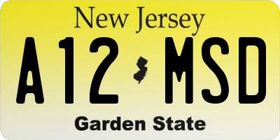 NJ license plate A12MSD