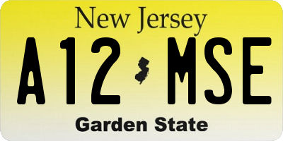 NJ license plate A12MSE