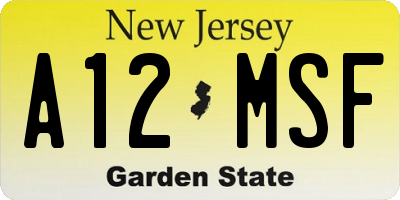 NJ license plate A12MSF