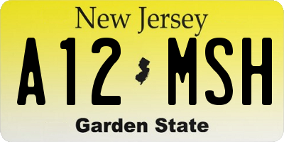 NJ license plate A12MSH