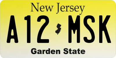 NJ license plate A12MSK