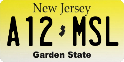 NJ license plate A12MSL