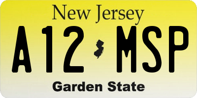 NJ license plate A12MSP
