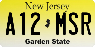 NJ license plate A12MSR