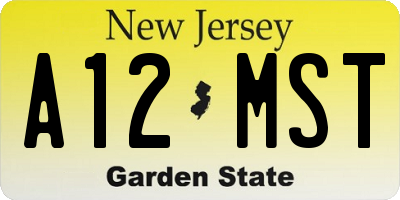 NJ license plate A12MST