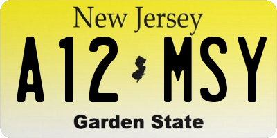NJ license plate A12MSY