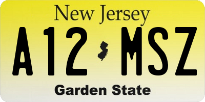 NJ license plate A12MSZ