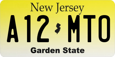 NJ license plate A12MTO