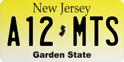 NJ license plate A12MTS