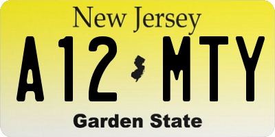 NJ license plate A12MTY
