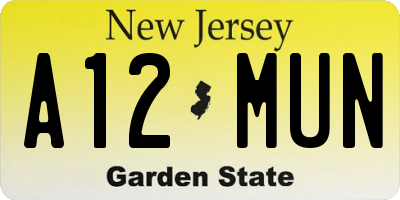 NJ license plate A12MUN