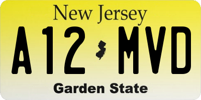 NJ license plate A12MVD