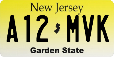 NJ license plate A12MVK