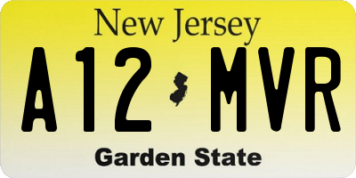 NJ license plate A12MVR