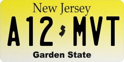 NJ license plate A12MVT