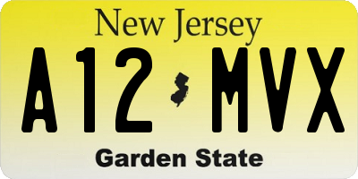 NJ license plate A12MVX