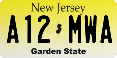 NJ license plate A12MWA