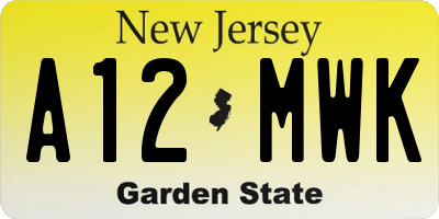 NJ license plate A12MWK