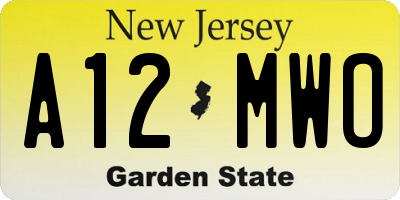NJ license plate A12MWO