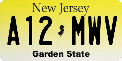NJ license plate A12MWV