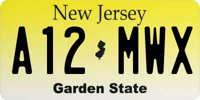 NJ license plate A12MWX