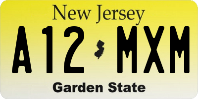 NJ license plate A12MXM