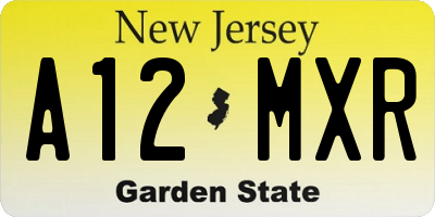 NJ license plate A12MXR