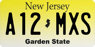 NJ license plate A12MXS