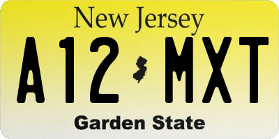 NJ license plate A12MXT