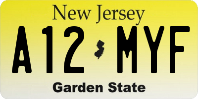 NJ license plate A12MYF