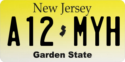 NJ license plate A12MYH